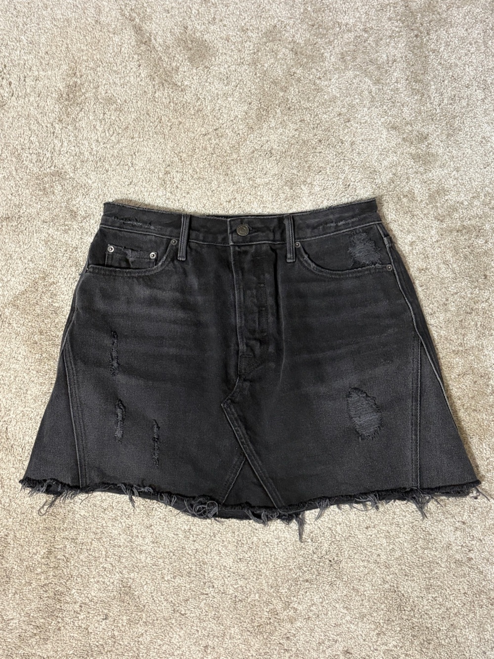 GRLFRND Black Distressed Denim Mini Skirt - Picture 2 of 9
